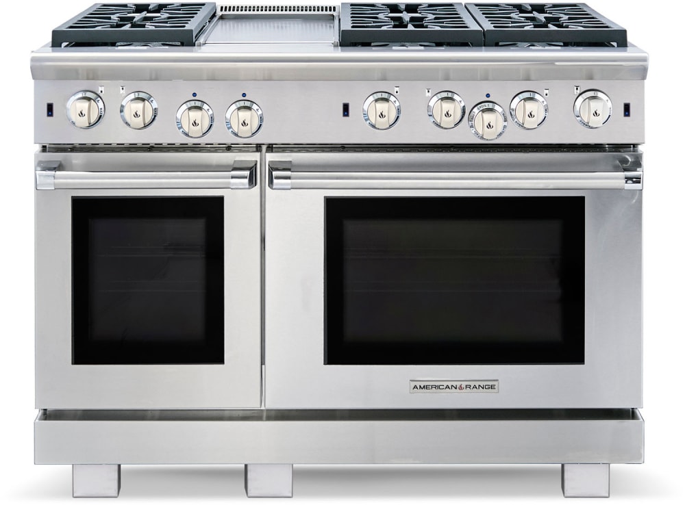 Gas stove with griddle on sale and double oven