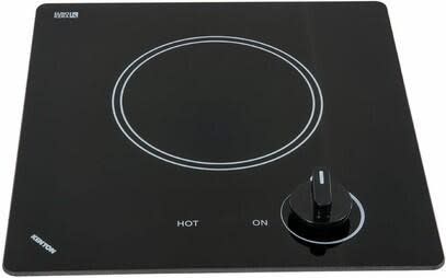 Kenyon B41605 12 Inch Electric Cooktop with 1 Element, Ceramic Glass  Surface, Heat-Limiting Cooking Surface, Quick-to-Heat Ribbon Element,  On/Hot Burner Indicator Lights, Push-to-Turn Knob Control, ADA Compliant,  and UL/C-UL Approved: 120 Volts