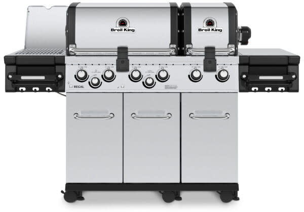 Broil King BK957947 Regal S 690 Pro IR Freestanding Gas Grill with 1 030 sq. in. Total Cooking Space 60 000 BTU 6 Dual Tube Burners Infrared Side Burner Warming Rack Flav R Wave Cooking System and