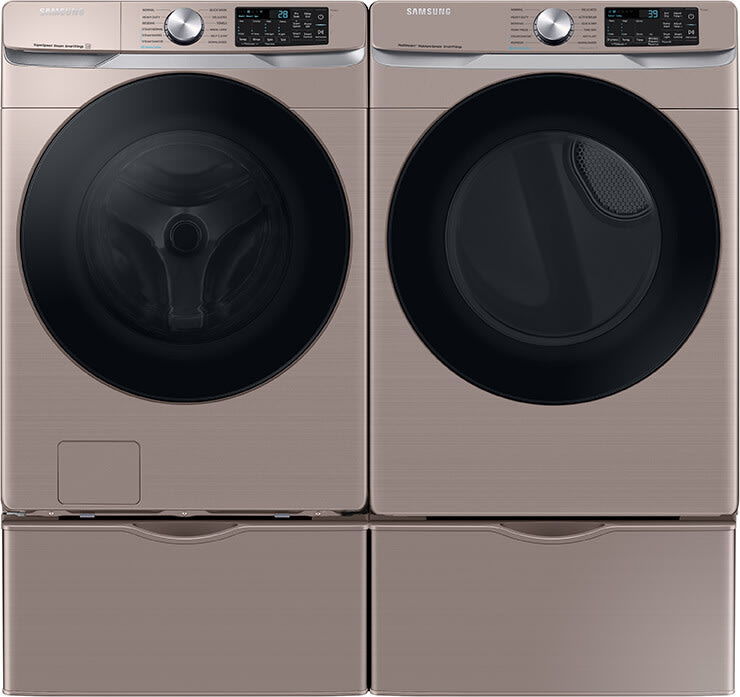 Samsung SAWADREC6301 Side-by-Side on Pedestals Washer & Dryer Set with  Front Load Washer and Electric Dryer in Champagne