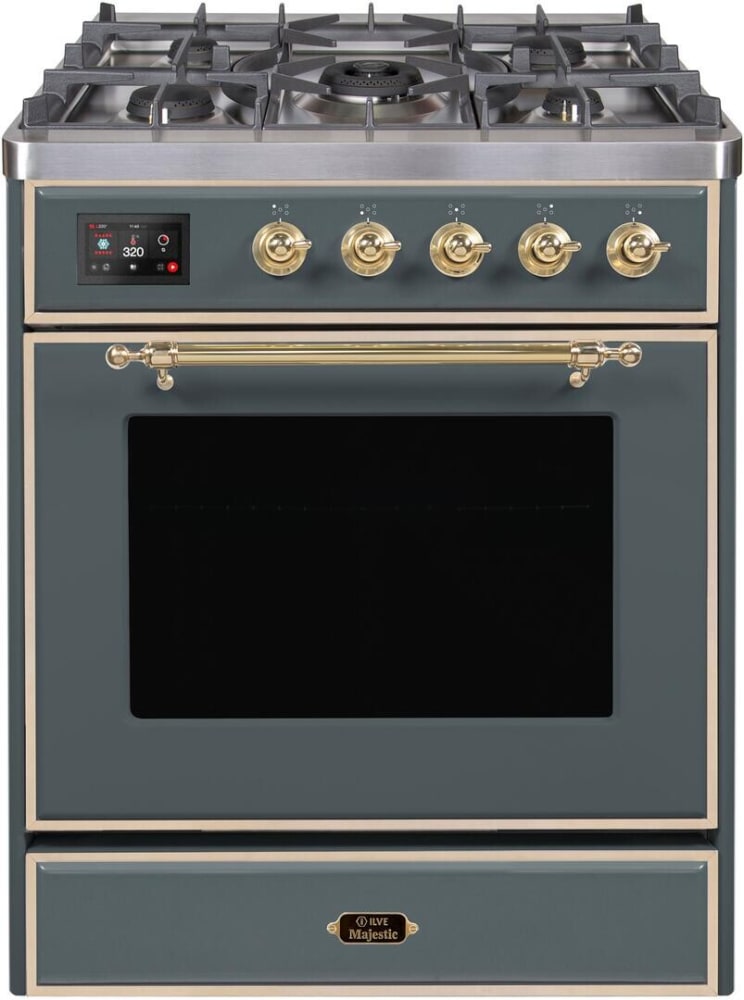 30 in. Single Oven Dual Fuel Italian Range, Brass Trim