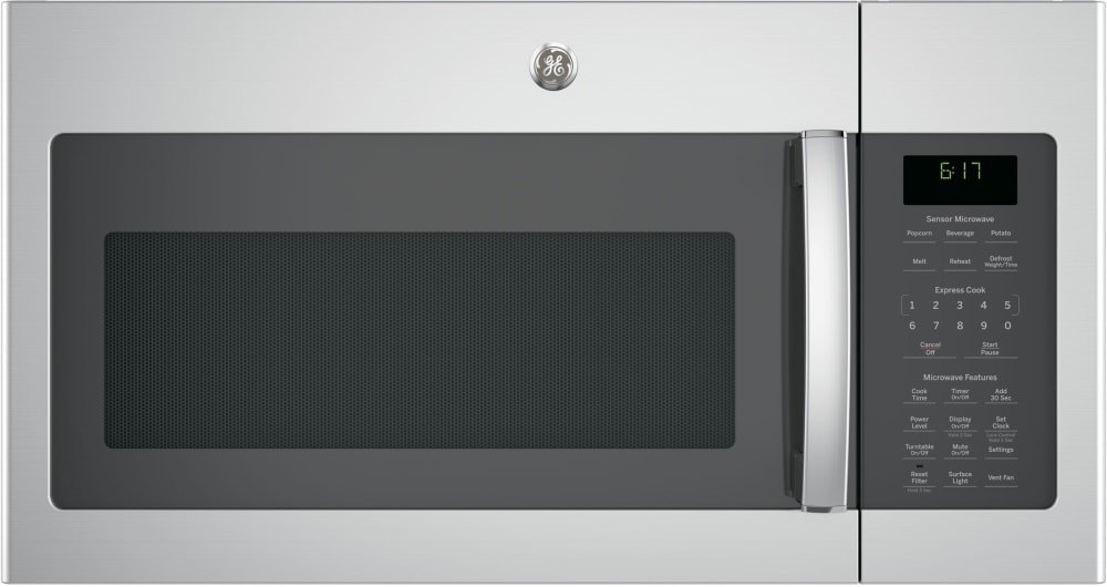 GE - 1.7 Cu. Ft. Over-the-Range Microwave - Black stainless steel