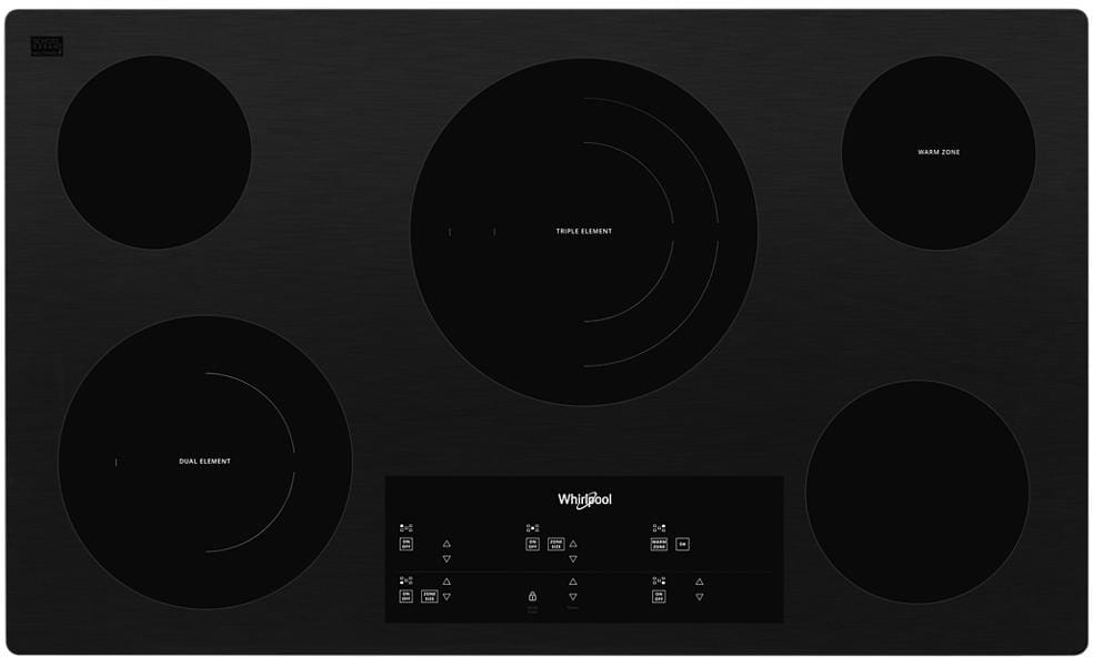 Whirlpool 36 in. 5-Burner Electric Cooktop with Simmer Burner - Black