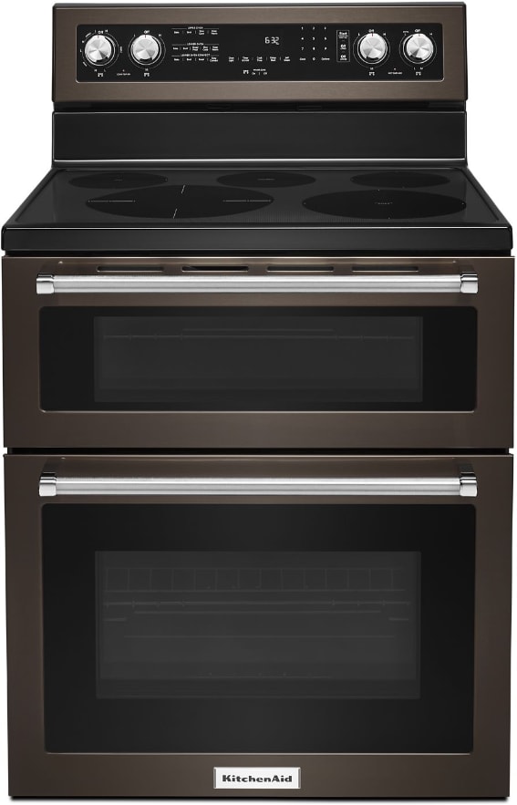 KitchenAid 30-in Glass Top 5 Elements 6.4-cu ft Self-Cleaning Convection  Oven Freestanding Electric Range (Stainless Steel with Printshield Finish)
