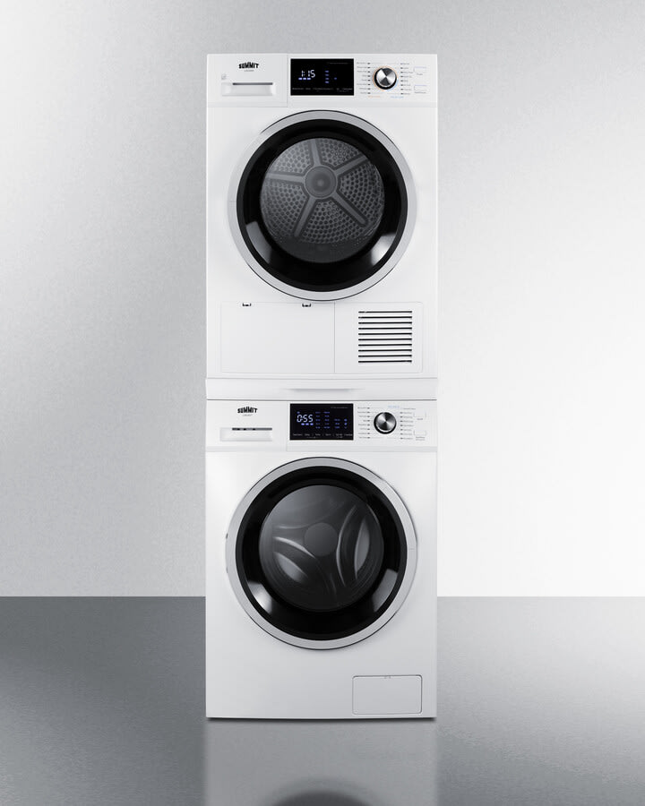 Stacked washer & dryer set with front load washer and electric dryer in white online