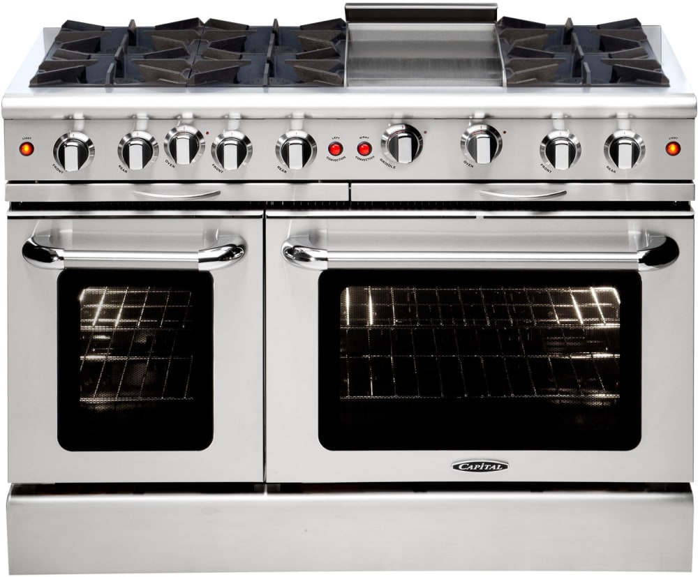 48 Commercial Gas Range with Convection Oven, 2 Open-top Burners and 36  Thermostatic Griddle