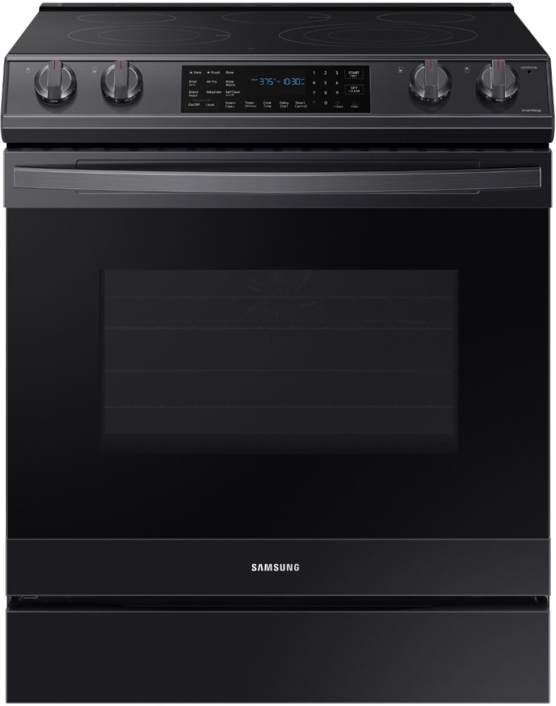 Samsung 30-in Glass Top 4 Elements 6.3-cu ft Steam Cleaning Freestanding  Smart Electric Range (Stainless Steel) in the Single Oven Electric Ranges  department at