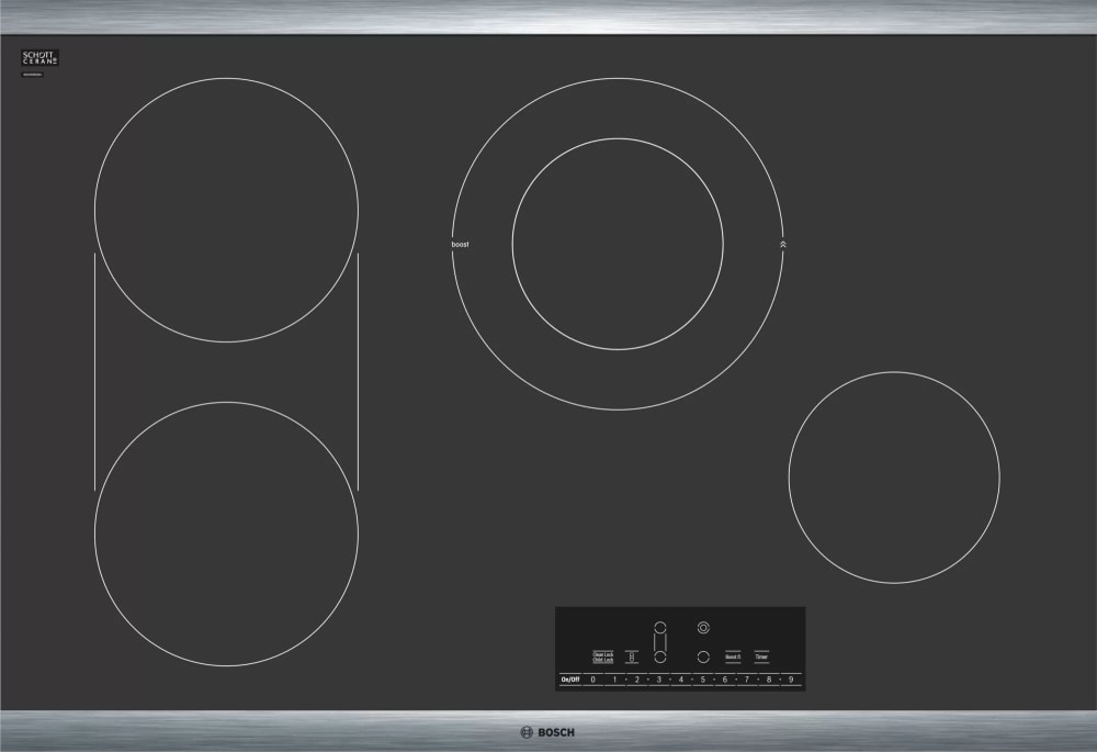 Bosch NET8069SUC 30 Inch Electric Cooktop with 4 Elements, Ceramic Glass  Surface, Bridge Element, Dual Elements, SpeedBoost®, and Automatic  Shut-Off: Stainless Steel Frame