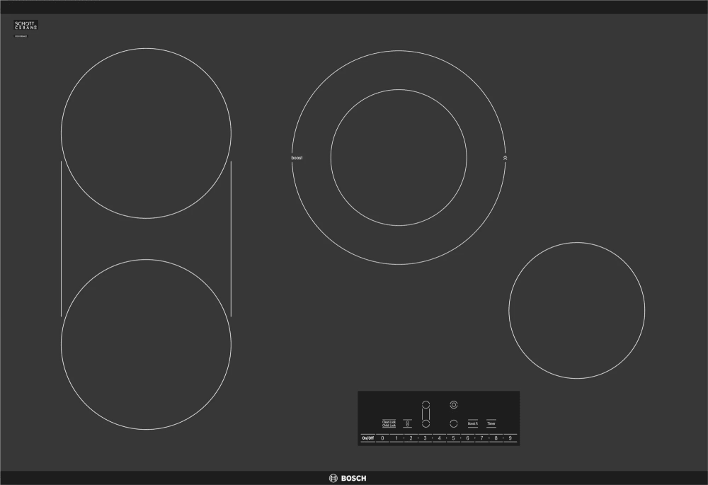 Bosch NET8069UC 30 Inch Electric Cooktop with 4 Elements, Ceramic