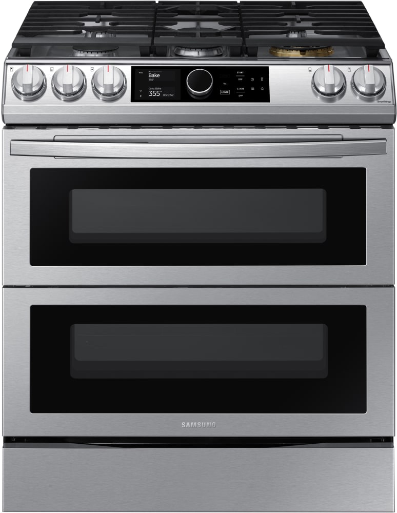 Samsung NX60T8751SS 30 Inch Slide-in Gas Smart Range with 5 Sealed Burners,  6.0 Cu. Ft. Flex Duo™ Oven, Self Clean, Storage Drawer, Smart Dial, Air  Fry, Wi-Fi, Voice Activation, Sabbath Mode, ETL