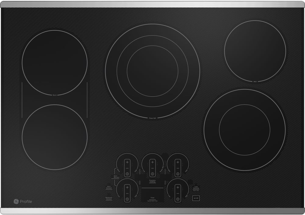 GE PEP9030STSS 30 Inch Electric Smart Cooktop with 5 Elements, Smooth Glass  Surface, SyncBurners, Tri/Dual Ring Elements, Wi-Fi, Chef Connect, Glide  Touch Controls, Power Boil, Keep Warm, Timer, Control Lock, All-Off Feature