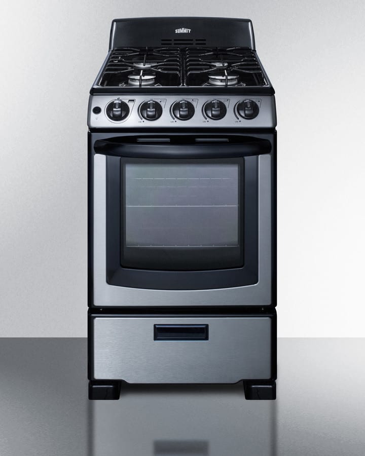 Summit PRO201SS 20 Inch Freestanding Gas Range with 4 Sealed