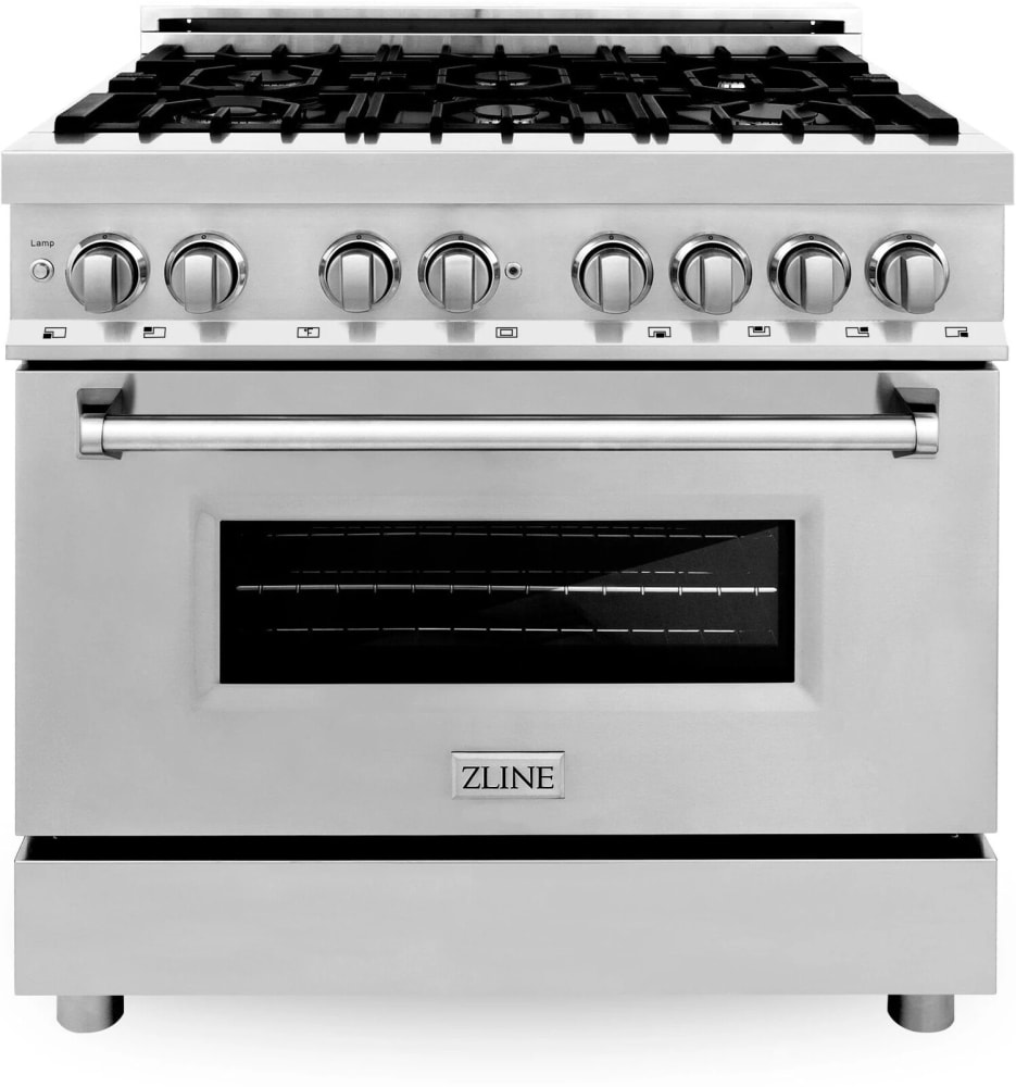  ZLINE 36 4.6 cu. ft. Dual Fuel Range with Gas Stove and  Electric Oven with Color Door Options (RA36) (White Matte) : Appliances