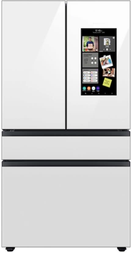Bespoke 28 cu. ft. Side-by-side Refrigerator with Beverage Center in White  Glass