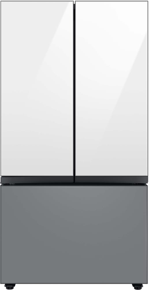 Samsung - Bespoke 24 Cu. ft. Counter Depth 3-Door French Door Refrigerator with Beverage Center - White Glass