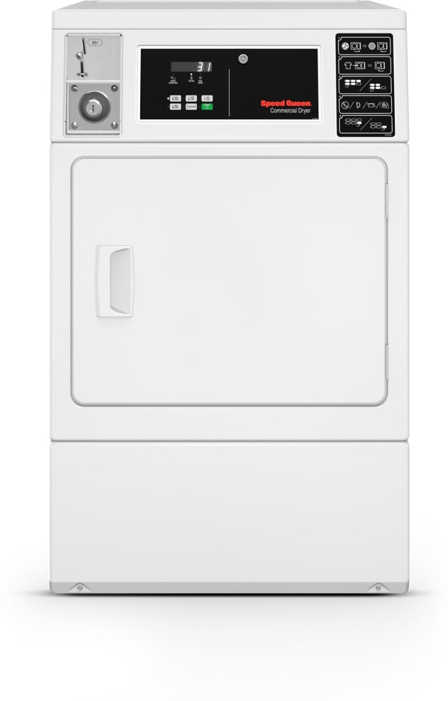 Speed Queen DV6010WE 27 Inch Commercial Electric Dryer with 7 Cu. Ft.  Capacity, 5 Dry Cycles, Quantum® Gold Pro Control, Integrated Meter Case,  Large Door Opening, Quiet Efficient Blower System, Reversible Door