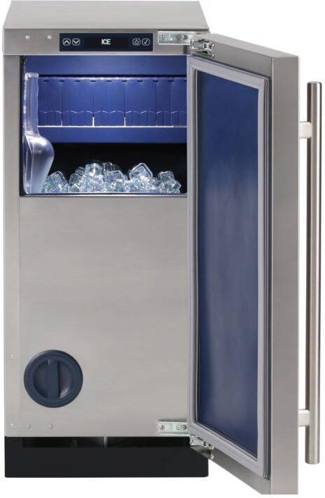 Sapphire SSIM15-P-PR 15 Clear Slab Cube Ice Maker with 75 lb Daily Production 25 lb Storage Capacity Energy Star Signature Sapphire Blue