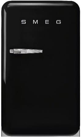 Smeg FAB10URBL3 22 Inch Freestanding Compact Refrigerator with 4.31 Cu. Ft.  Capacity, 2 Glass Shelves, 1 Bottle Shelf, 37 dBA Noise Level, LED Internal  Light, Automatic Frost Free, and Energy Star Compliant: Black, Right Hinge