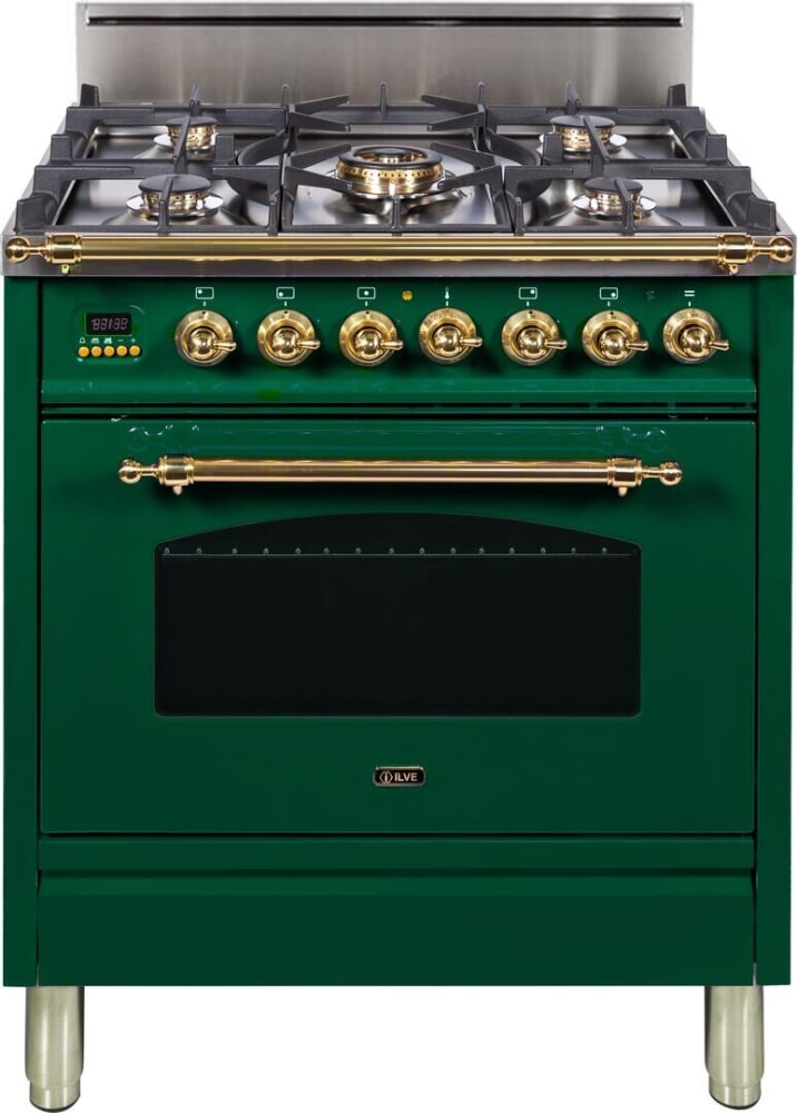 Ilve UPN76DVGGRALNG 30 Inch Freestanding Gas Range with 5 Sealed Burners,  2.7 Cu. Ft. Oven Capacity, Storage Drawer, Self-Clean Optional, True  European Convection, and Dual Function Triple Ring Burner: Custom RAL Color  /