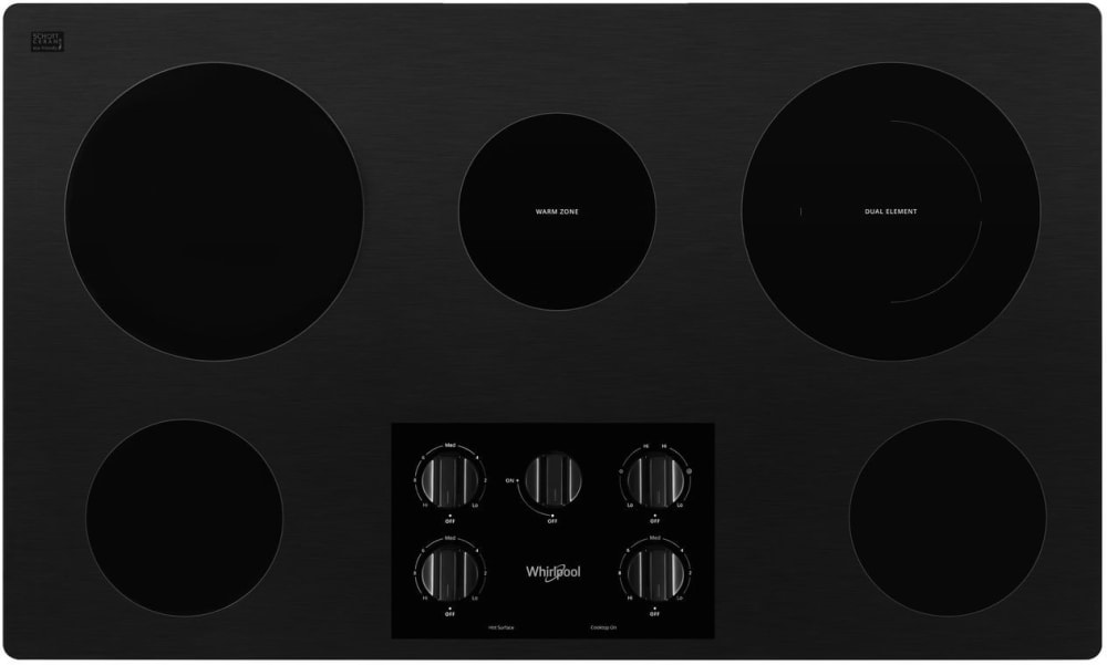 Whirlpool 36 in. 5-Burner Electric Cooktop with Simmer Burner - Black