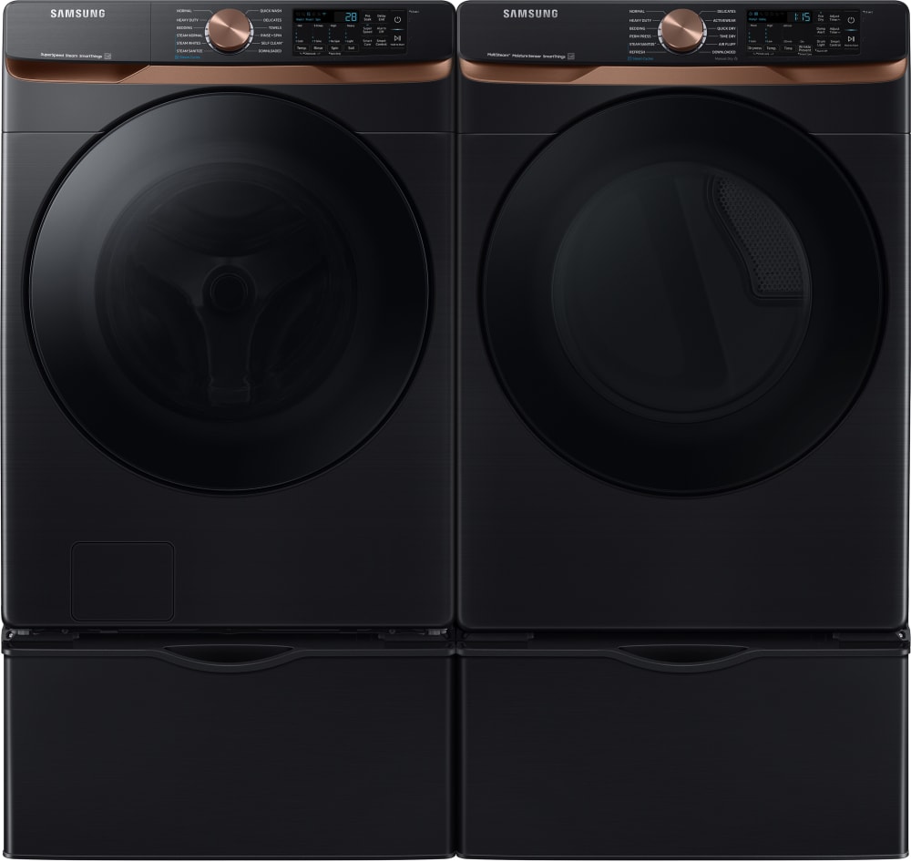 Samsung SAWADRGV83001 Side-by-Side on Pedestals Washer & Dryer Set with  Front Load Washer and Gas Dryer in Black