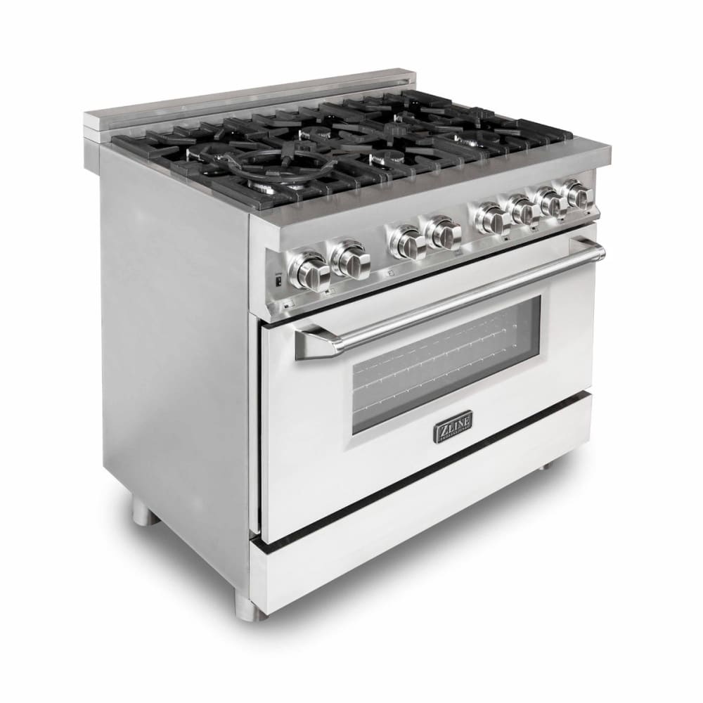  ZLINE 36 4.6 cu. ft. Dual Fuel Range with Gas Stove and  Electric Oven with Color Door Options (RA36) (White Matte) : Appliances