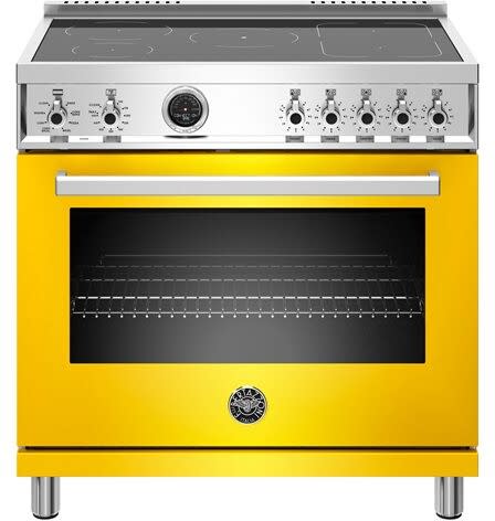 Bertazzoni PROF365INSGIT 36 Inch Freestanding Professional Induction Range with 5 Element Burners 5.7 Cu. Ft. Oven Capacity Self Clean Food Temperature Probe Elegant Digital Gauge Smooth Glide Telesco...