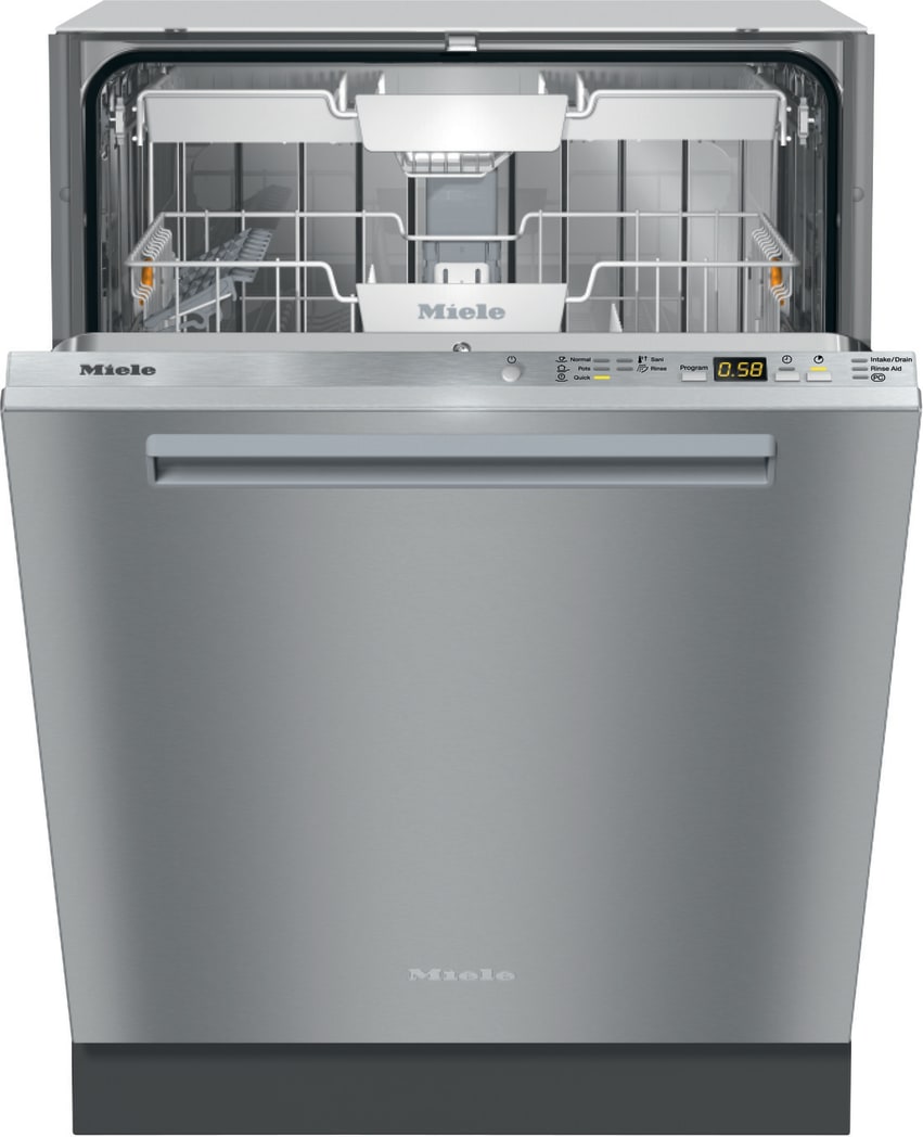Miele G5056SCVISFP 24 Fully Integrated Dishwasher with Original Cutlery Tray 44 dBA QuickIntenseWash ExtraClean ExtraDry Options SaniWash Sanitize Cycle PureLine Handle and EnergyStar Rated Stainless ...