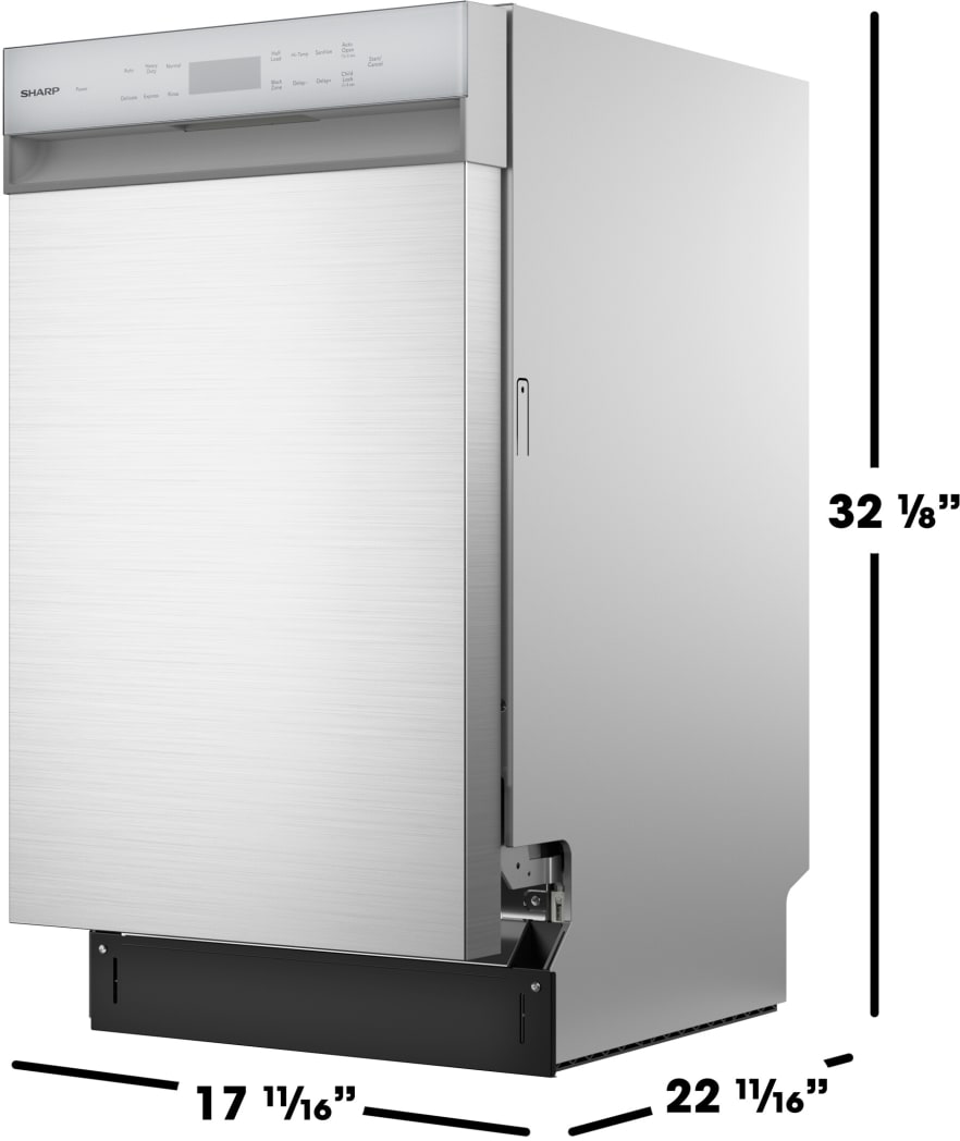 Sharp SDW4523MS 18 Inch Full Console Dishwasher with 8 Place