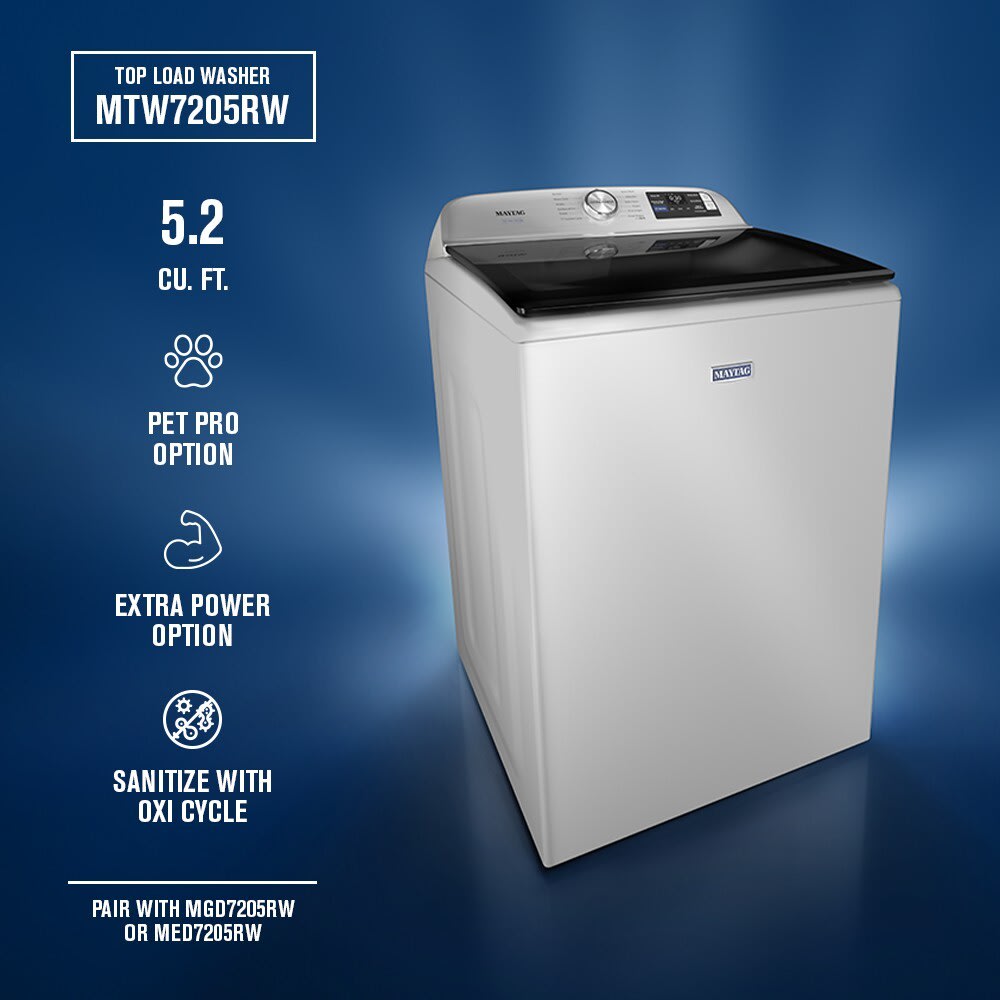 Maytag MTW7205RW 27 Inch Smart Pet Pro Top Load Washer with 5.2 cu