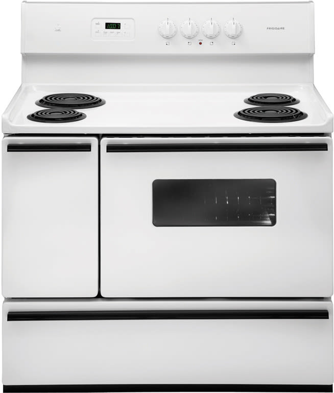 Frigidaire FFEF4005LW 40 Inch Freestanding Electric Range with 4 Coil Elements 3.7 cu. ft. Main Oven Capacity Even Back Technology Side Storage Compartment and Store More Storage Drawer