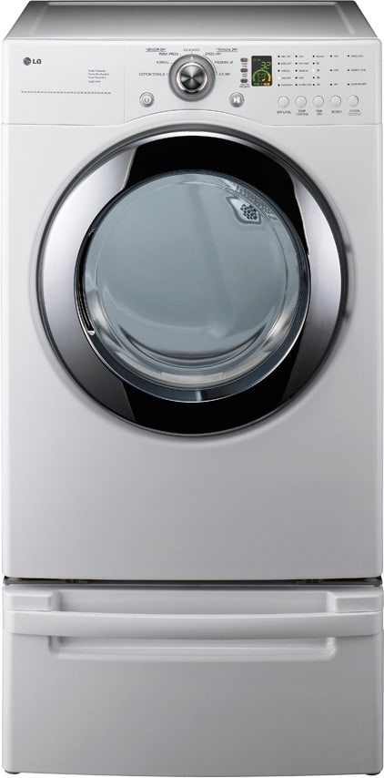 LG DLG2102W 27 Inch Gas Dryer with 7.3 cu. ft. Capacity 7 Drying Programs Wrinkle Care Cycle Sensor Dry System LED Display and Electronic Controls