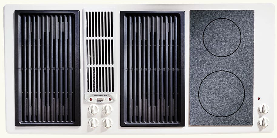 JennAir JED8345ADW 45 Inch Modular Electric Downdraft Cooktop with Grill Assembly and Two Speed Ventilation Fan MODULES SOLD SEPERATELY White