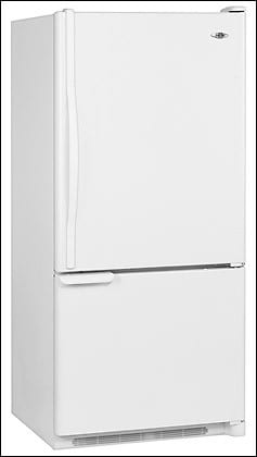 Maytag MBB1952HEW 18.6 Cu. Ft. Bottom Freezer Refrigerator with Dual Cool System and Swing Out Freezer Door White