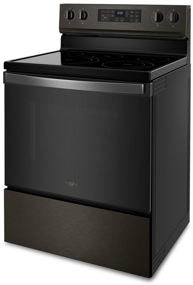 Whirlpool WFE550S0LV 30 Inch Freestanding Electric Range with 5 Elements 5.3 cu. ft. Convection Oven FlexHeat Dual Elements Air Fry Frozen Bake Self Clean and Storage Drawer Black Stainless