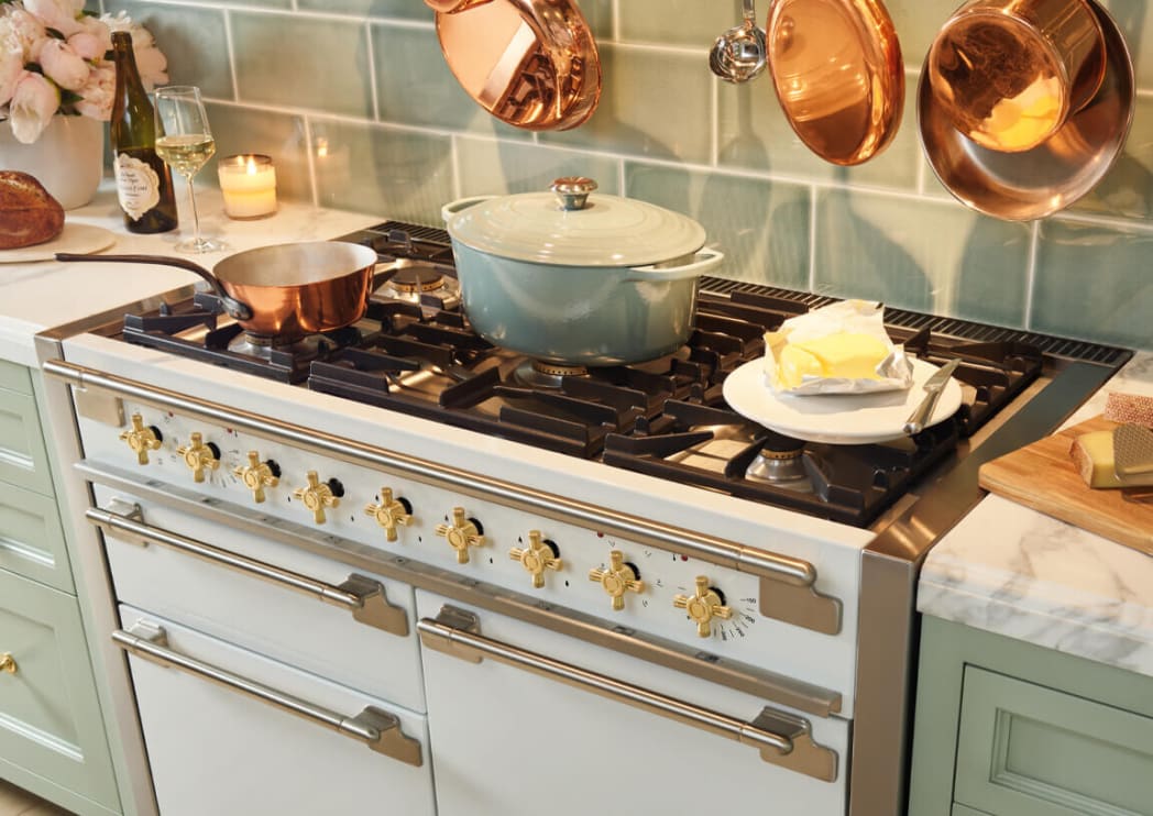 AGA AEL481DFABWHT 48 Inch Freestanding Dual Fuel Range with 5