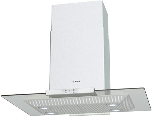 Bosch DIE165RUC Island Mount Chimney Hood with 600 CFM Internal Blower 4 Fan Speed Settings and 4 Halogen Surface Lights