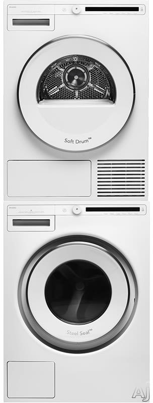 Asko ASWADREW2082 Stacked Washer Dryer Set with Front Load Washer and Electric Dryer in White