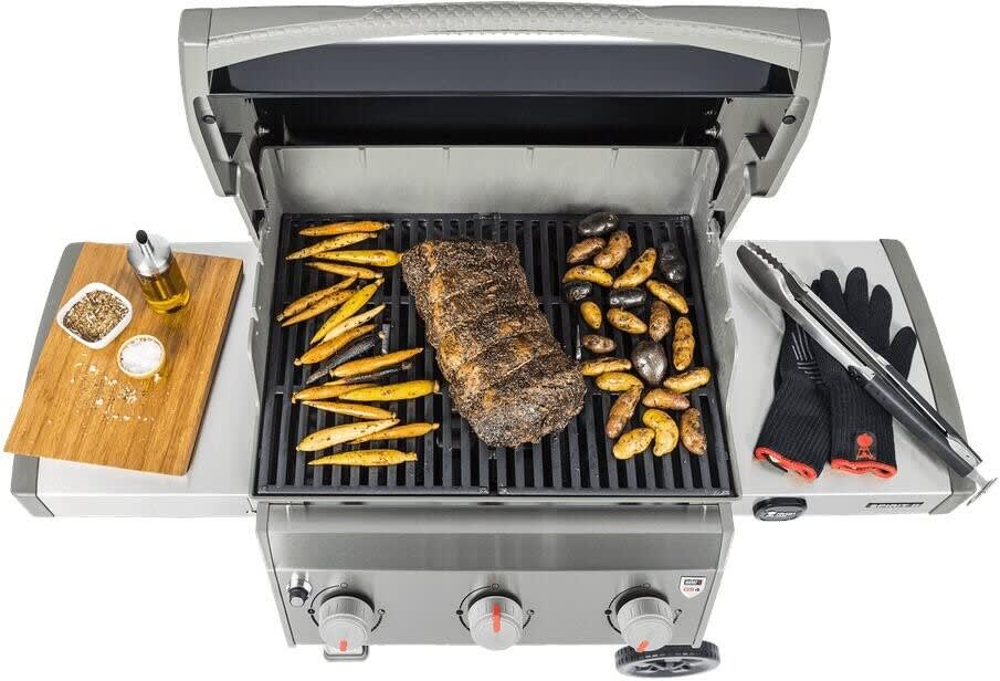 Weber 45010001 Spirit II E 310 52 Inch Freestanding Gas Grill with 529 sq. in. Total Cooking Area 30 000 BTU Stainless Steel Burner and Cast Iron