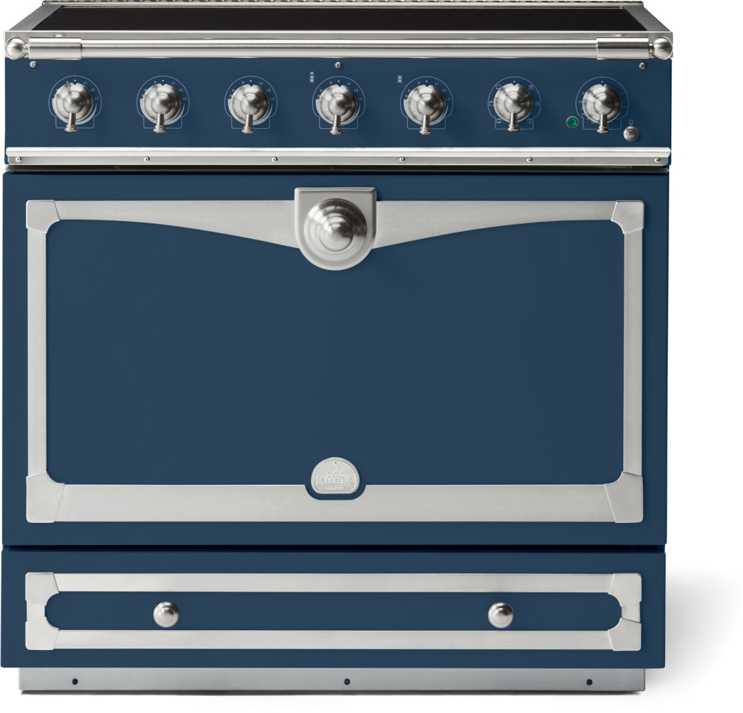 La Cornue C9HNI 36 Inch Freestanding Induction Range with 5 Elements, 3.81 Cu. Ft. Oven Capacity, Storage Drawer, Multi-Function Convection Oven, 7 Cooking Modes, and Durable Ceramic Glass: Wintersky - SS Trim, Satin Chrome Accents & SS Rails La Cornue C9HNI 36 Inch Freestanding Induction Range with 5 Elements, 3.81 Cu. Ft. Oven Capacity, Storage Drawer, Multi-Function Convection Oven, 7 Cooking Modes, and Durable Ceramic Glass: Wintersky - SS Trim, Satin Chrome Accents & SS Rails