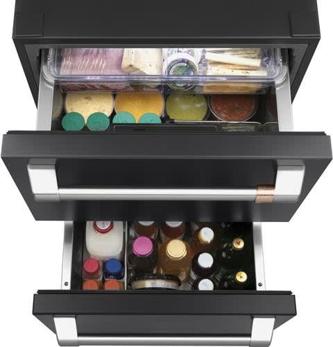 Cafe CDE06RP3ND1 24 Inch Built In Dual Drawers Refrigerator with 5.7 Cu. Ft. Capacity Stainless Steel Interior Soft Close Adjustable Divider LED