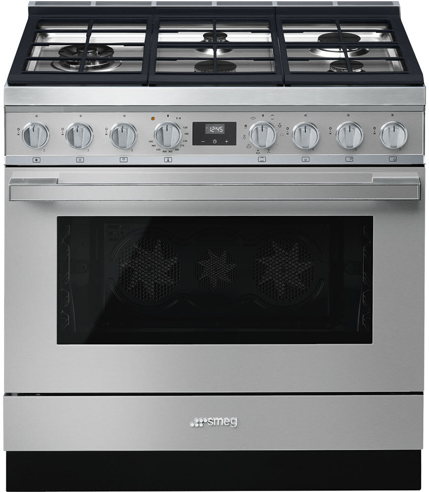 Smeg CPF36UGMX 36 Inch Freestanding Professional Dual Fuel Range