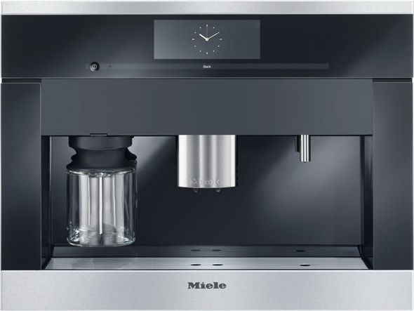 Miele CVA6805 24 Inch Whole Bean Built In Plumbed Coffee System with M Touch Controls Dual Dispensing Spouts 10 User Profiles Automatic Rinse Cleaning Program and Integrated LED Lighting Clean Touch S...
