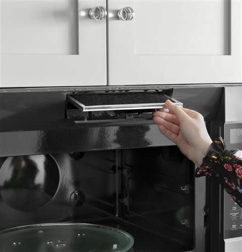 Cafe CVM521P2MS1 2.1 cu. ft. Over the Range Microwave Oven with Sensor Cooking Steam Cook My Cycle One Touch Options Chef Connect Steam Clean 400 CFM Exhaust Fan LED Cooktop Lighting and 1000 Cooking ...
