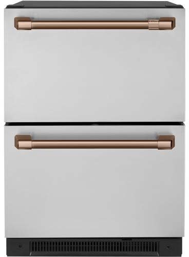Cafe CDE06RP2NS1 24 Inch Built In Dual Drawers Refrigerator with 5.7 Cu. Ft. Capacity Stainless Steel Interior Soft Close Adjustable Divider LED Lighting Door Alarm and Sabbath Mode Stainless Steel wi...