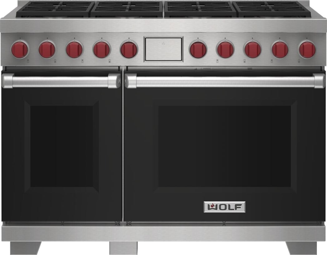 fuwafuwa② Wolf DF48850BKP 48 Inch Freestanding Dual-Fuel Smart Range with 8