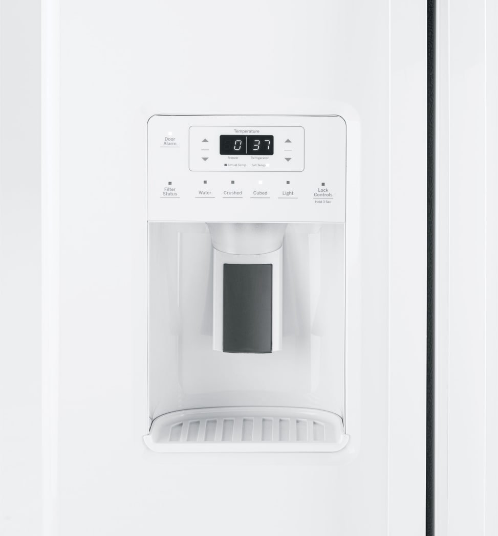 GE GSE25GGPWW 36 Inch Freestanding Side by Side Refrigerator with 25.3 Cu. Ft. Total Capacity LED Lighting Interior Storage Drawers Icemaker External Dispenser Advanced Water Filtration and ENERGY STA...