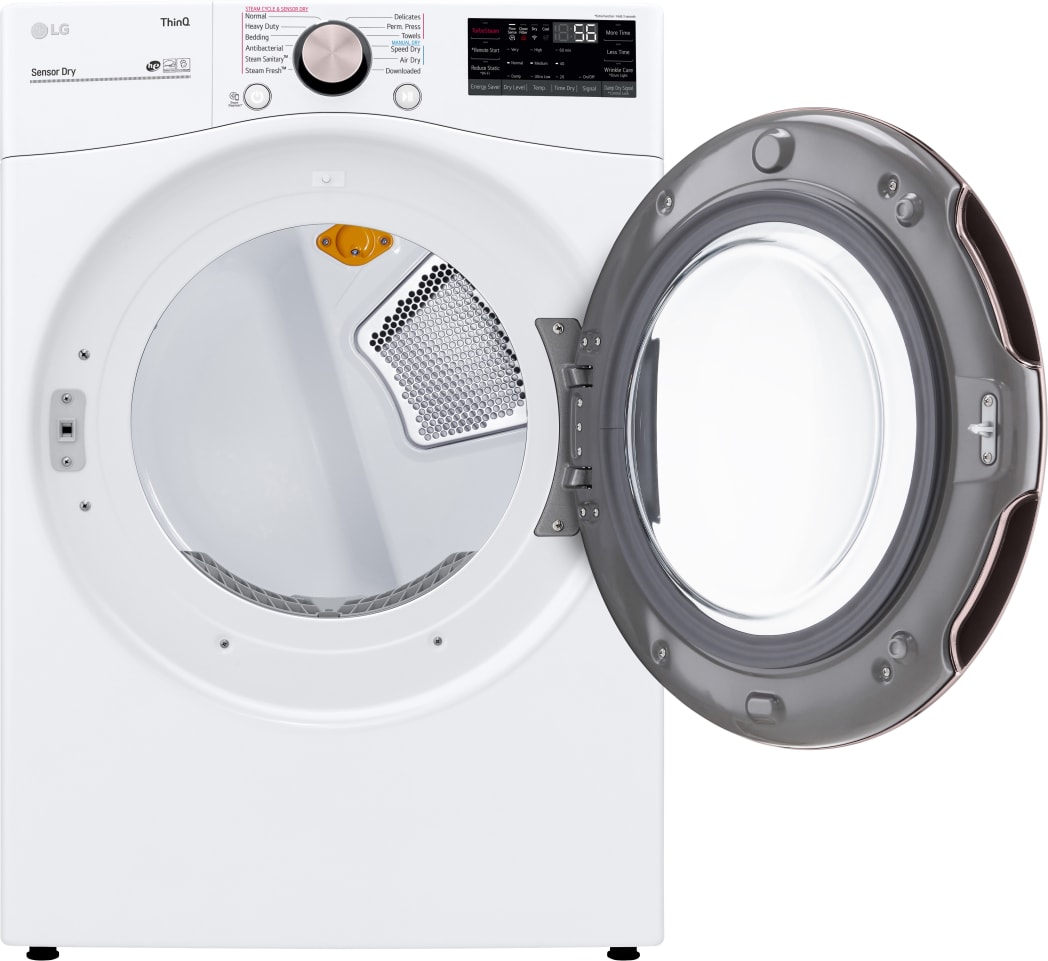 LG DLEX4000W 27 Inch Electric Smart Dryer with 7.4 Cu. Ft. Capacity 12 Dryer Programs Sensor Dry Wrinkle Care LoDecibel FlowSense TurboSteam and Energy Star Certified White