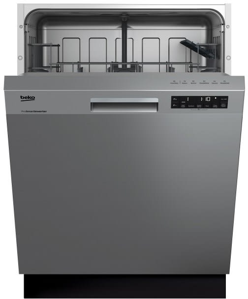 Beko DUT25401X 24 Inch Semi Integrated Dishwasher with 14 Place Settings 5 Wash Cycles 2 Racks 48 dBA Tall Tub NSF Certified Rinse and Energy Star Rated Stainless Steel