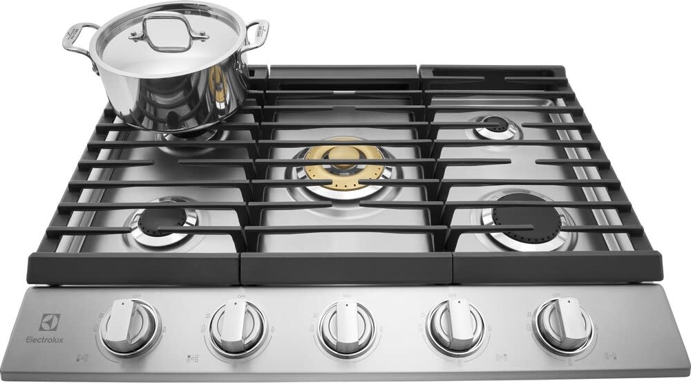 Electrolux ECCG3068AS 30 Inch Gas Cooktop with 5 Sealed Burners Continuous Cast Iron Grates Power Burner ADA Compliant and CSA Listed